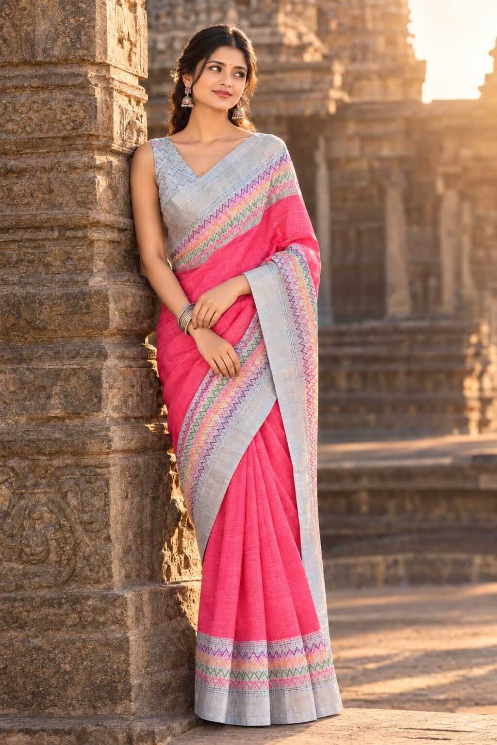 Silkworms Cotton Soft Silk Saree