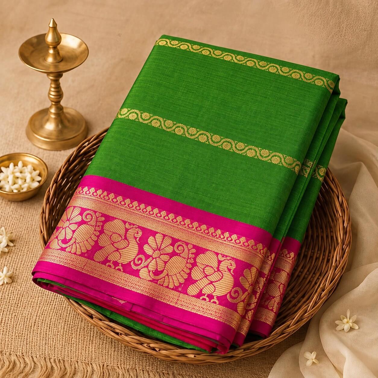 Sungudi Cotton Velthari Stripes Saree